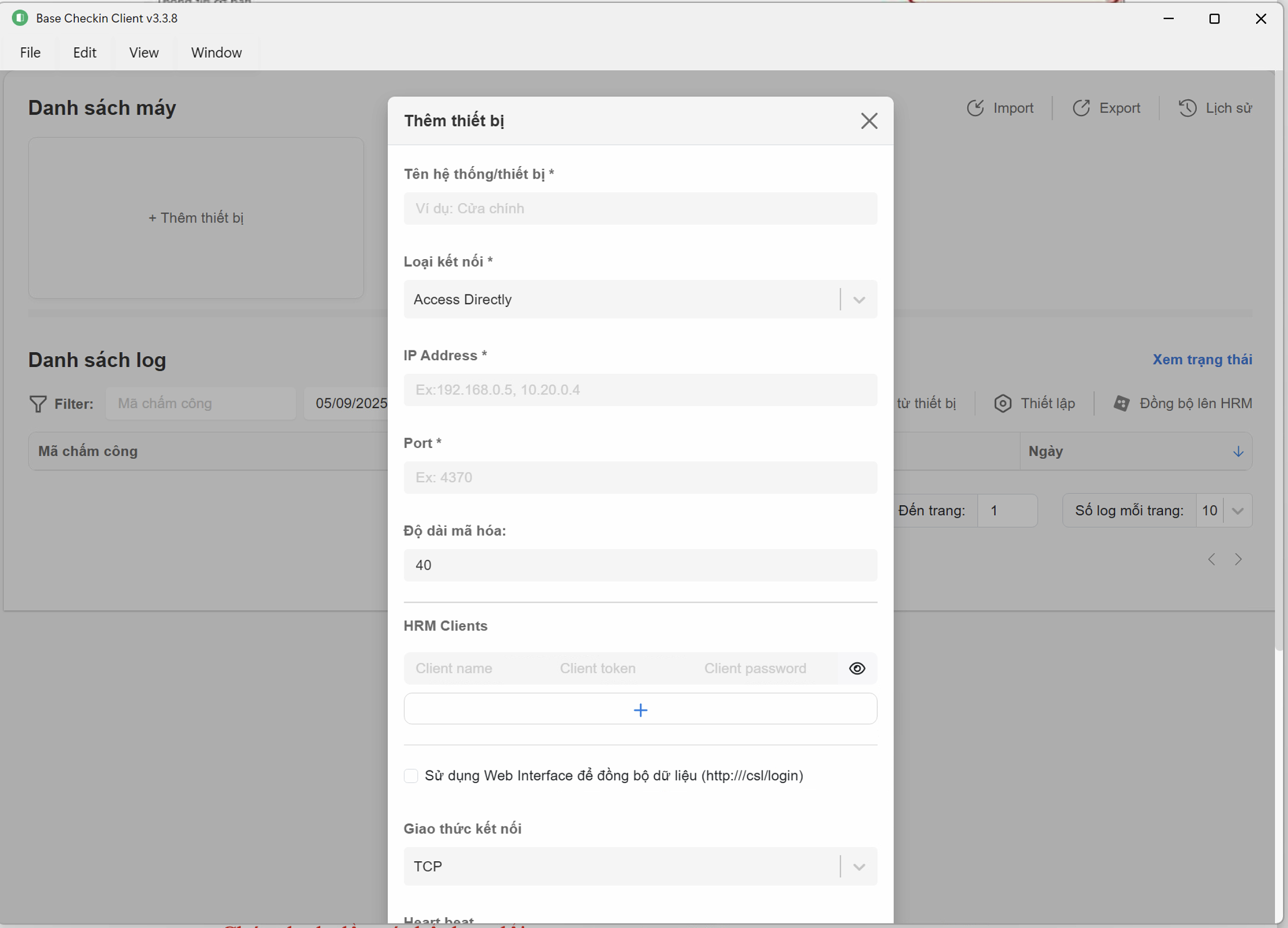 Form thêm thiết bị