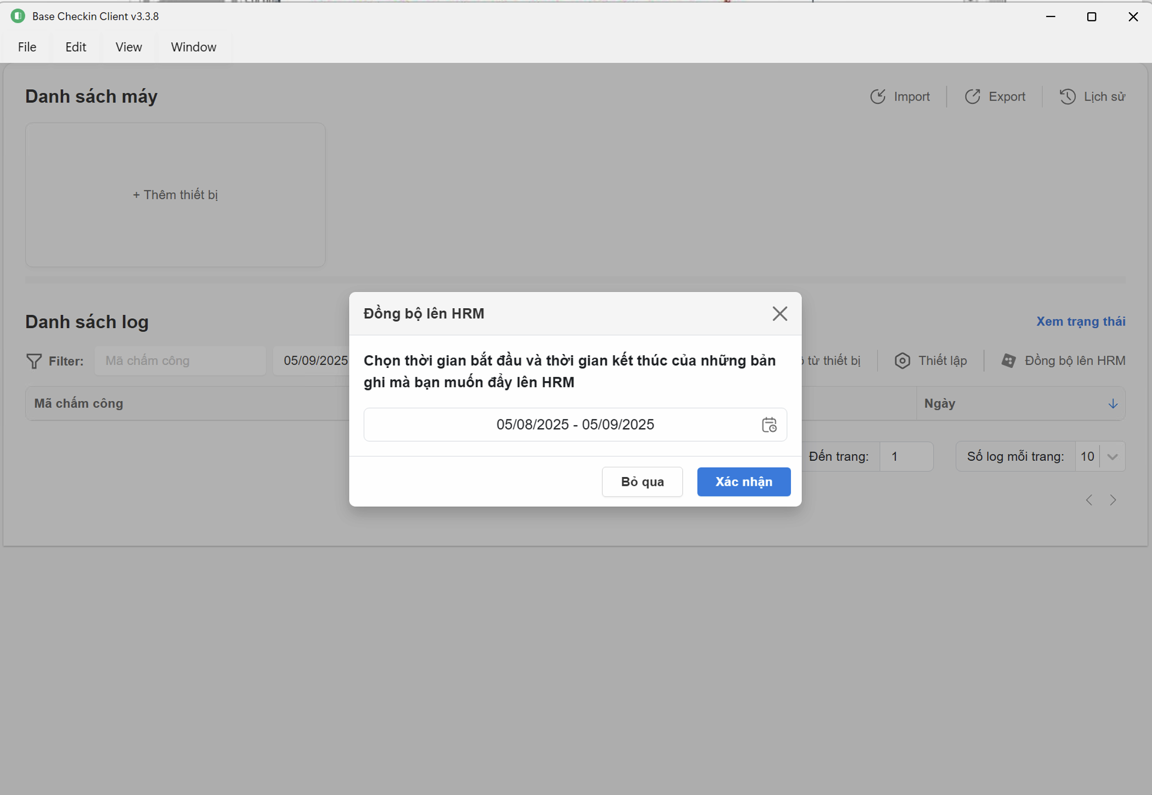 Đồng bộ lên HRM