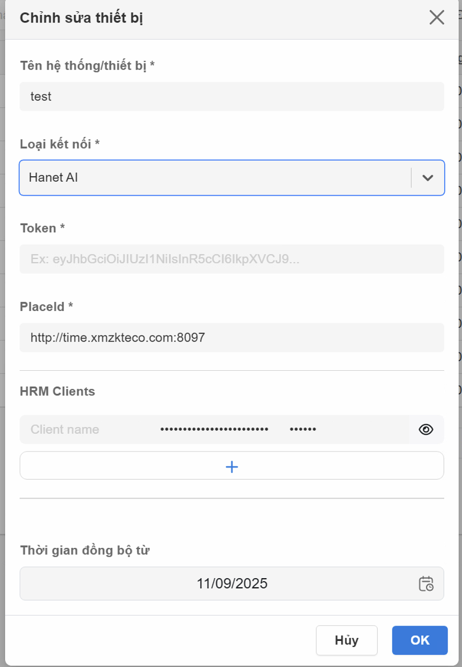 Chỉnh sửa thiết bị Hanet AI