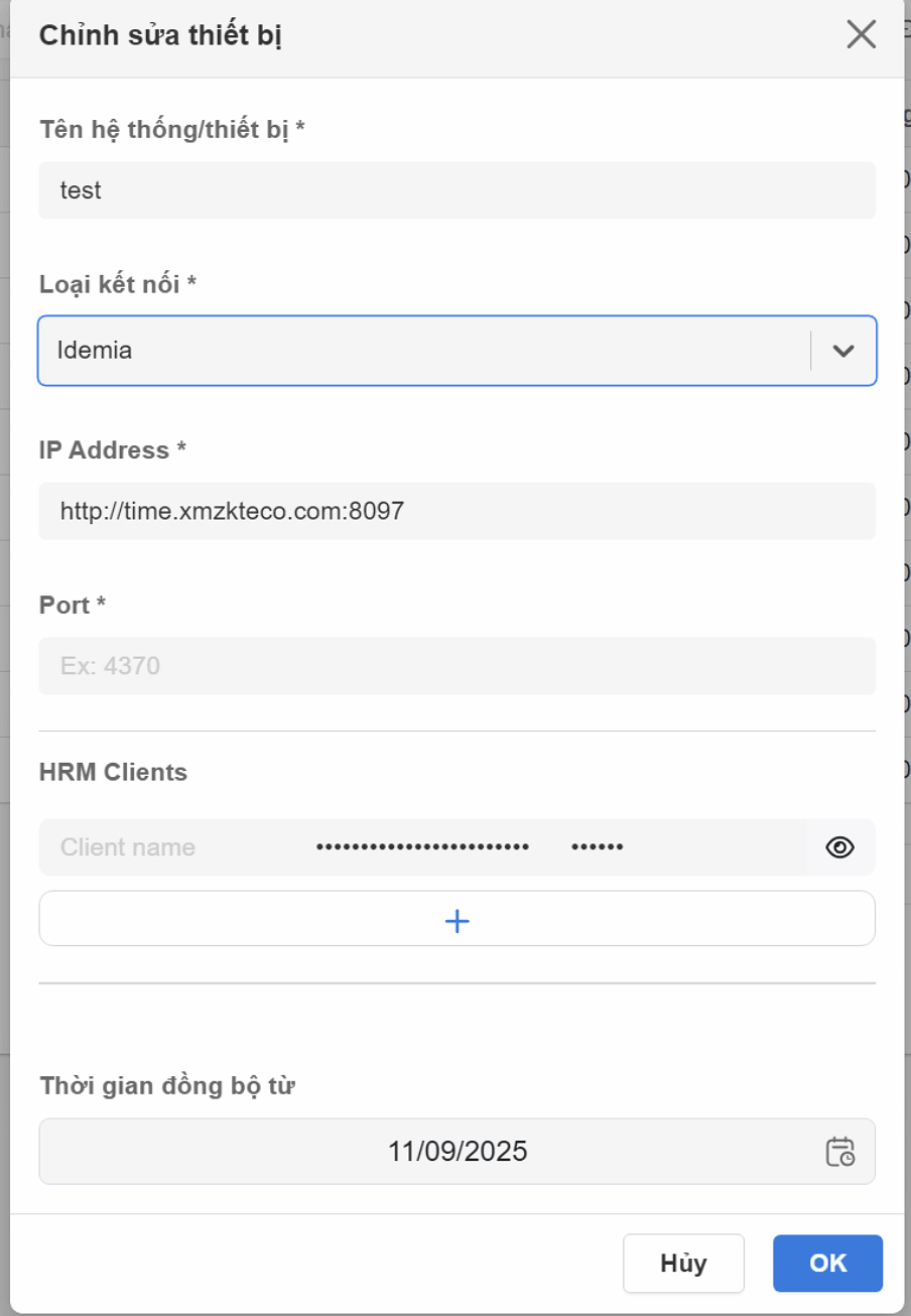 Chỉnh sửa thiết bị Idemia