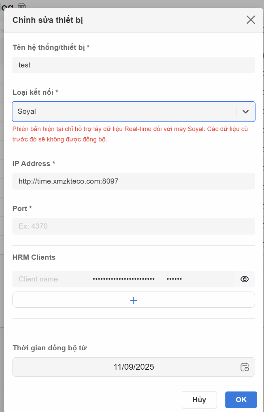 Chỉnh sửa thiết bị Soyal