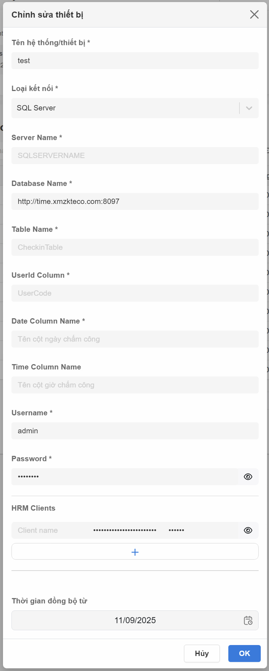 Chỉnh sửa thiết bị SQL Server