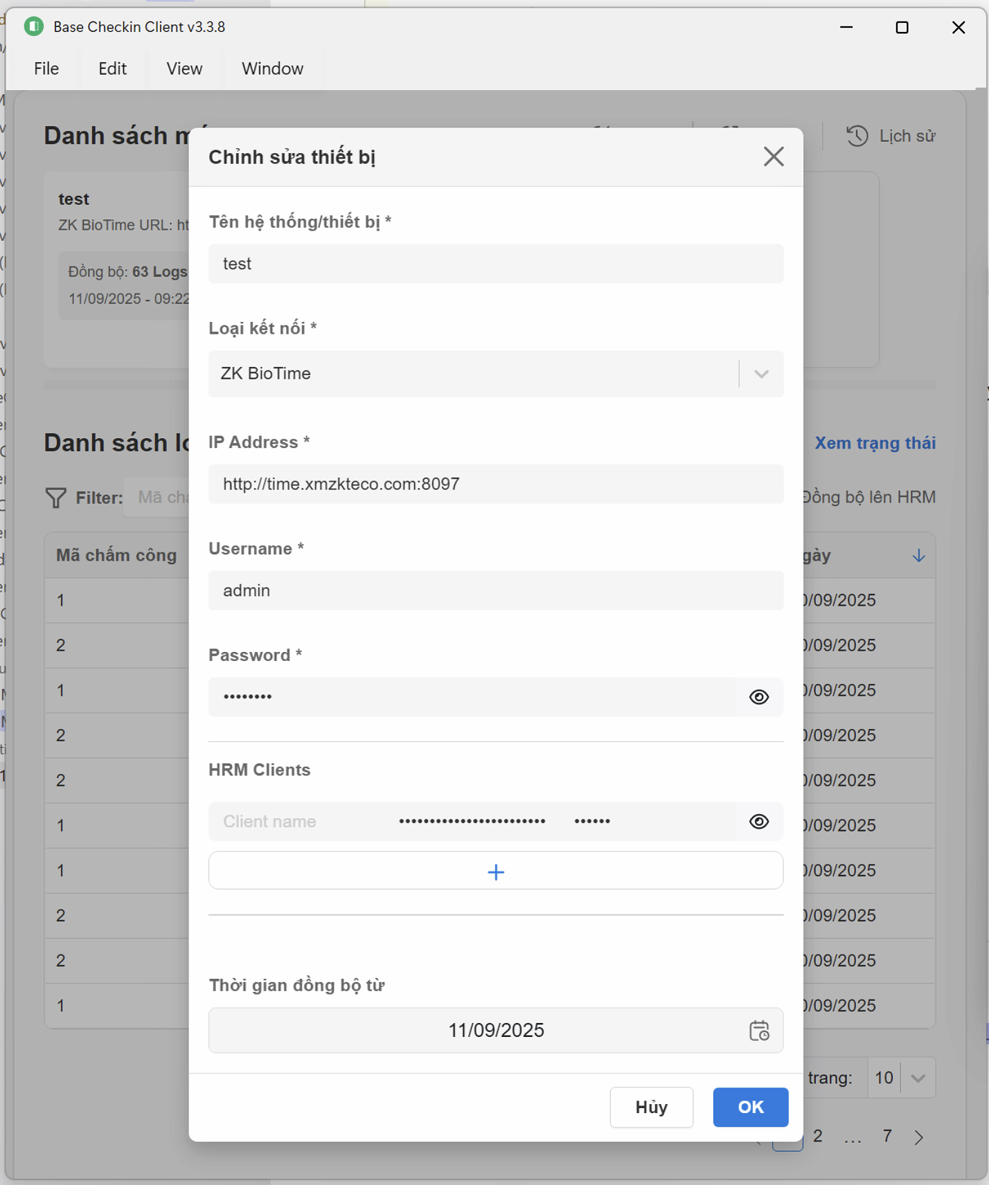 Chỉnh sửa thiết bị ZK BioTime 8 & 9