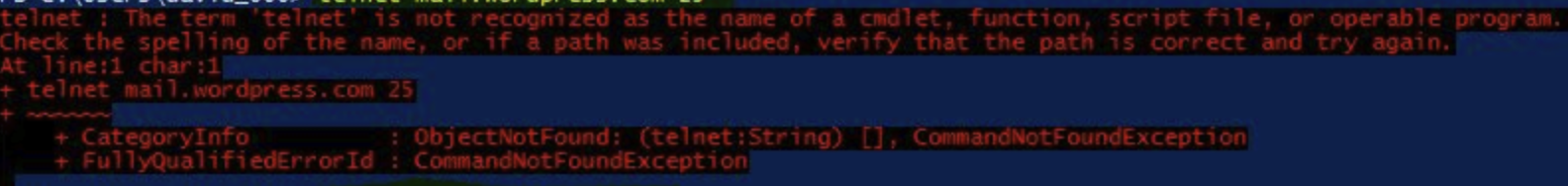 Telnet Not Recognized